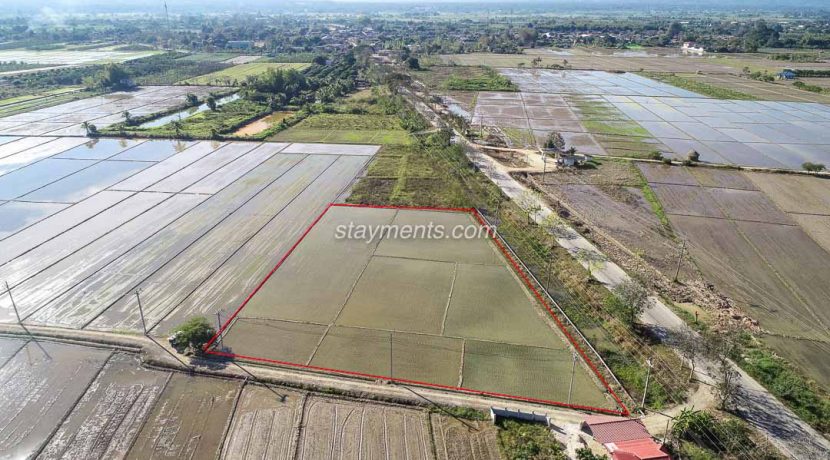 Mae Taeng land for sale aerial photo with rice fields
